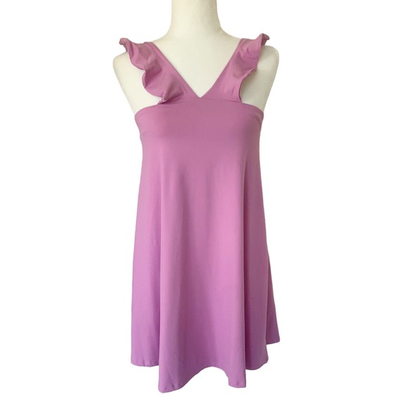 Susana Monaco Dresses & Skirts - Susana Monaco Ruffle V Strap Dress Womens XS Pansy Pink Fit Flare Swing NWT